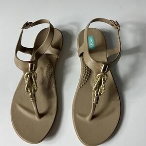 Oka-B Carson Neptune Thong Sandal, Beige w/Rope Knot Women's Size 9 Eu39